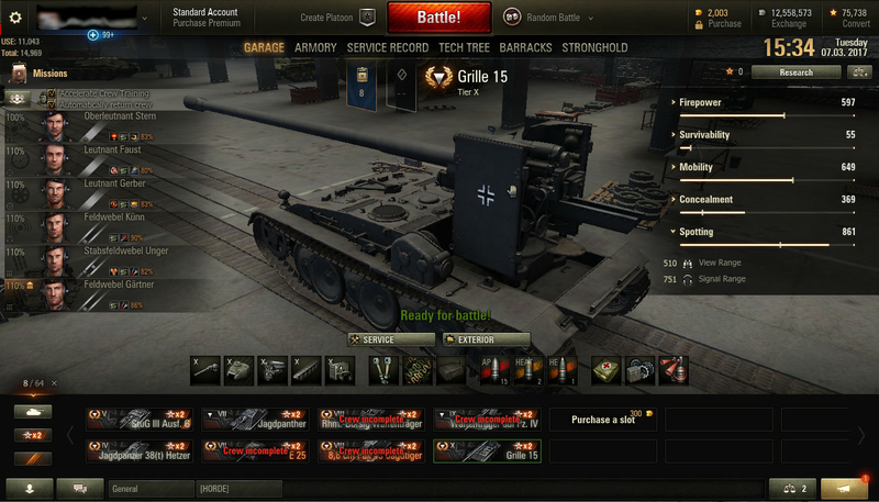 Welcome to your hangar/garage, your non-battle interface.